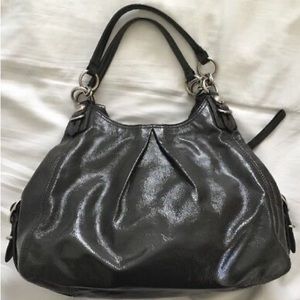 COACH Madison Mia Maggie Gray Patent Leather Shoulder Bag Purse 15734-Authentic